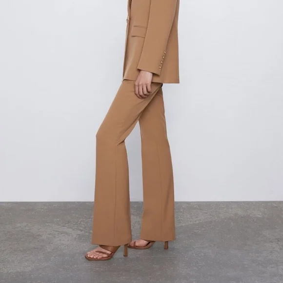 NWT Zara camel flared trousers - Picture 2 of 8